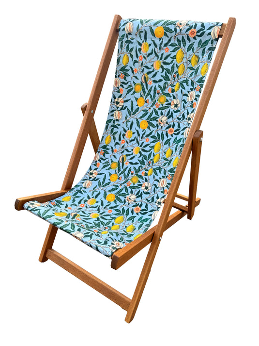 William Morris "Pale Blue Fruit Print" Deckchair