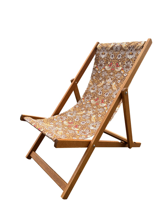 William Morris "Strawberry Thief" Deckchair in Green