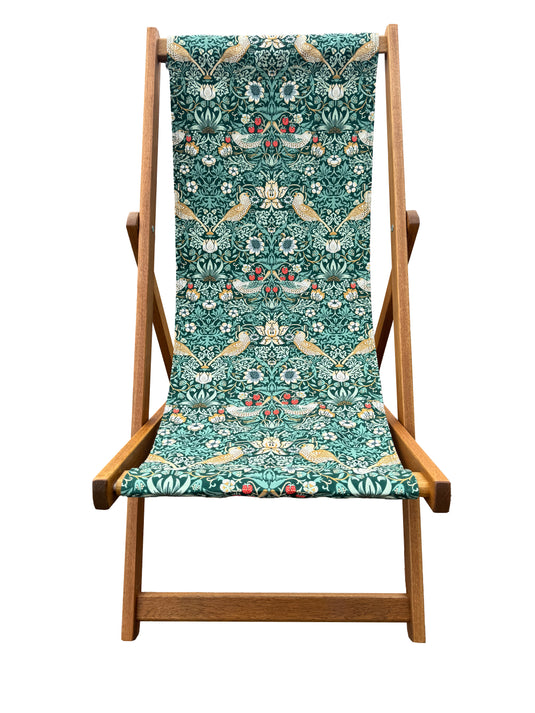 William Morris "Strawberry Thief" Deckchair in Green