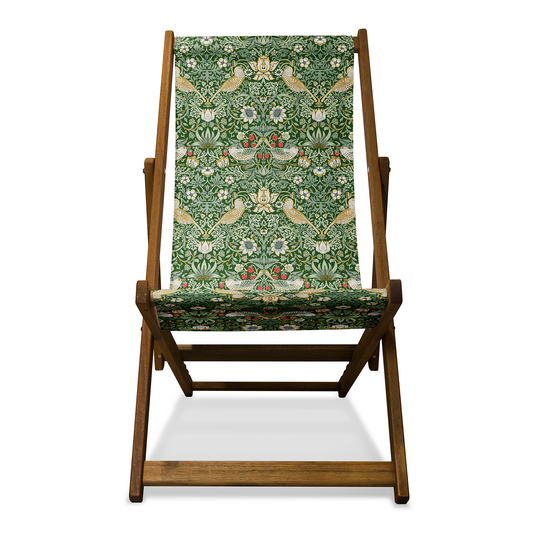 William Morris Deckchair - Strawberry Thief in Green