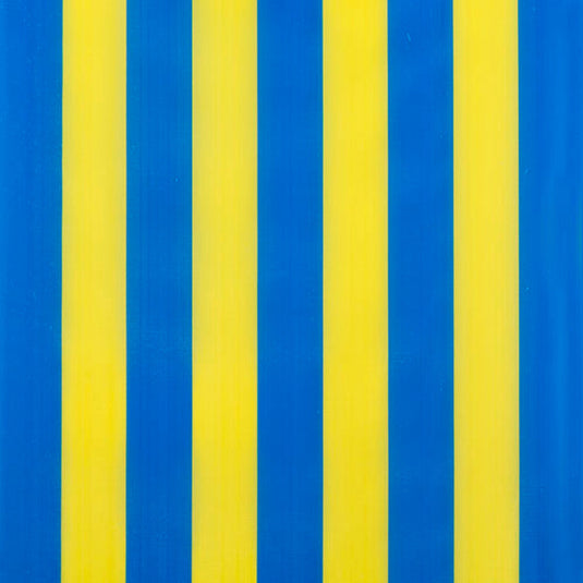 By the Metre (43cm wide) hemmed at the sides - Block Stripe, Yellow/Blue, Polyethylene