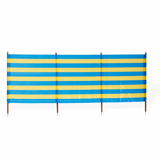 Beach Windbreak for Camping in Yellow/Blue Block Stripe (Standard/Large)