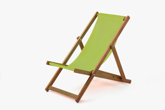 Green Deck Chair in Plain Acrylic - Hard Wood Frame - Standard Deckchair