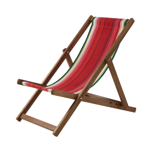Multi-Coloured Deck Chair in Multi Stripe Acrylic - Hard Wood Frame - Standard Deckchair