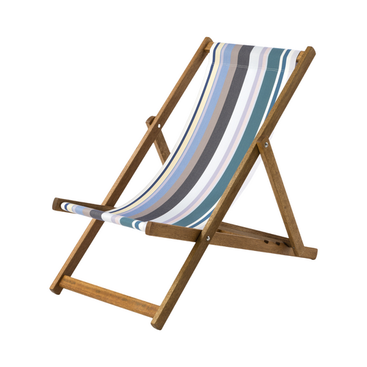 Multi-Coloured Deck Chair in Multi Stripe Acrylic - Hard Wood Frame - Standard Deckchair
