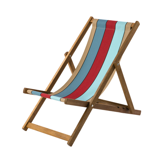 Multi-Coloured Deck Chair in Multi Stripe Acrylic - Hard Wood Frame - Standard Deckchair