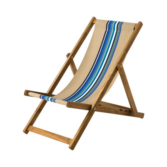 Multi-Coloured Deck Chair in Multi Stripe Acrylic - Hard Wood Frame - Standard Deckchair