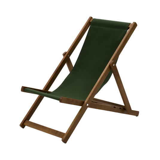 Green Deck Chair in Plain Acrylic - Hard Wood Frame - Standard Deckchair