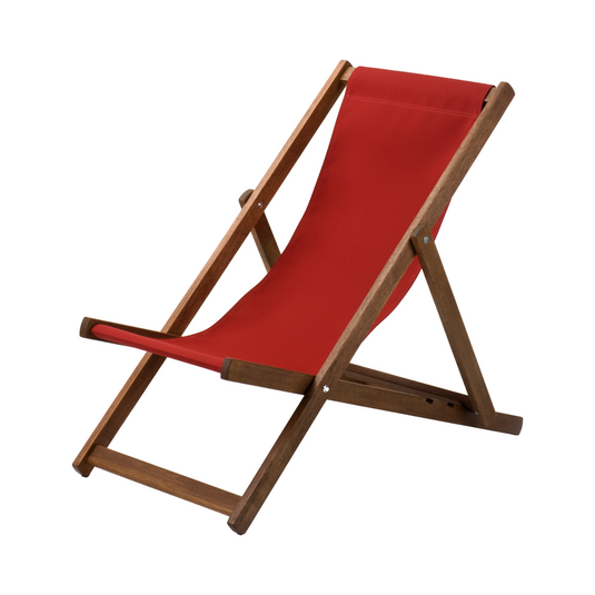 Red Deck Chair in Plain Acrylic - Hard Wood Frame - Standard Deckchair