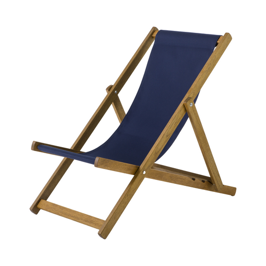 Blue Deck Chair in Plain Acrylic - Hard Wood Frame - Standard Deckchair