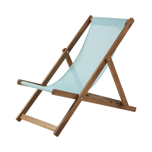 Aqua Deck Chair in Plain Batyline - Hard Wood Frame - Standard Deckchair