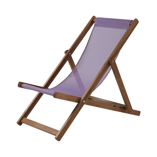 Lilac Deck Chair in Plain Batyline - Hard Wood Frame - Standard Deckchair