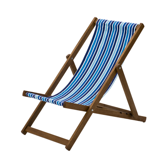 Multi-Coloured Deck Chair in Multi Stripe Cotton - Hard Wood Frame - Standard Deckchair