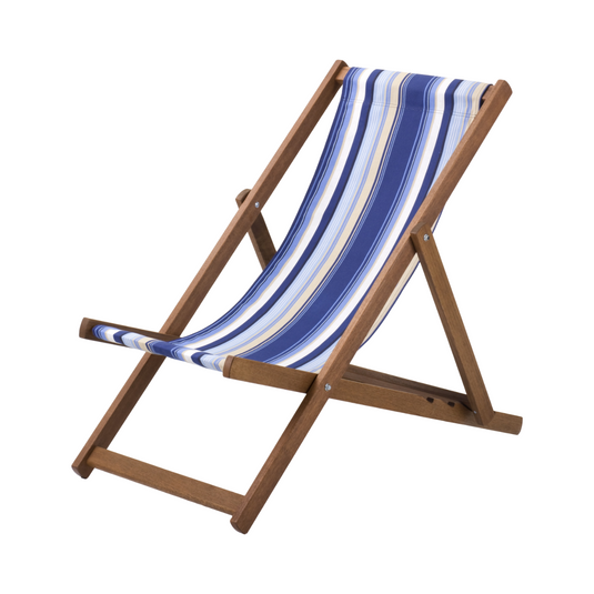 Multi-Coloured Deck Chair in Multi Stripe Cotton - Hard Wood Frame - Standard Deckchair