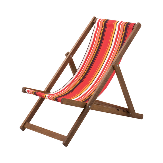 Multi-Coloured Deck Chair in Multi Stripe Cotton - Hard Wood Frame - Standard Deckchair