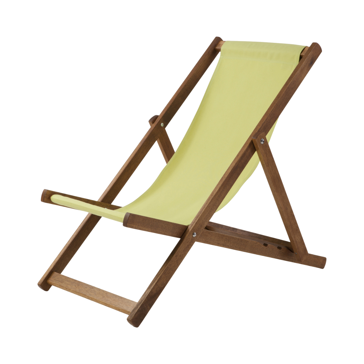Green Deck Chair in Plain Cotton Hard Wood Frame Standard Deckchai