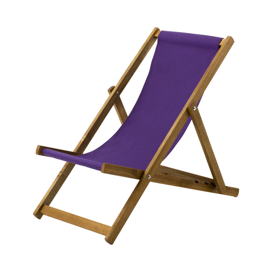 Purple Deck Chair in Plain Cotton - Hard Wood Frame - Standard Deckchair