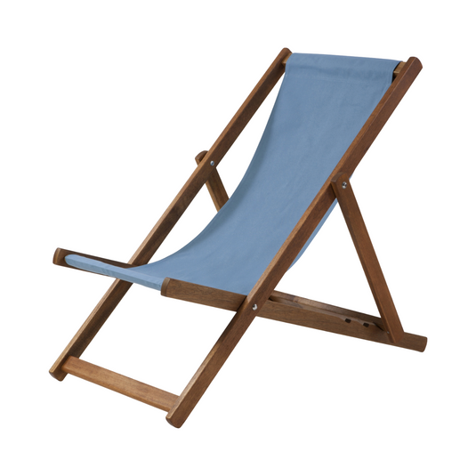Blue Deck Chair in Plain Acrylic - Hard Wood Frame - Standard Deckchair