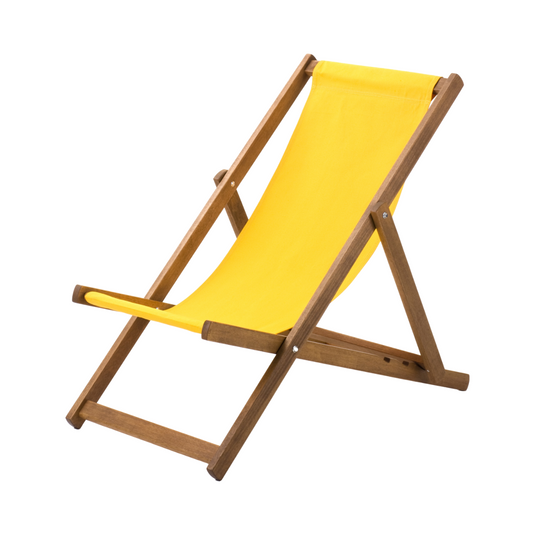 Light Orange Deck Chair in Plain Cotton - Hard Wood Frame - Standard Deckchair