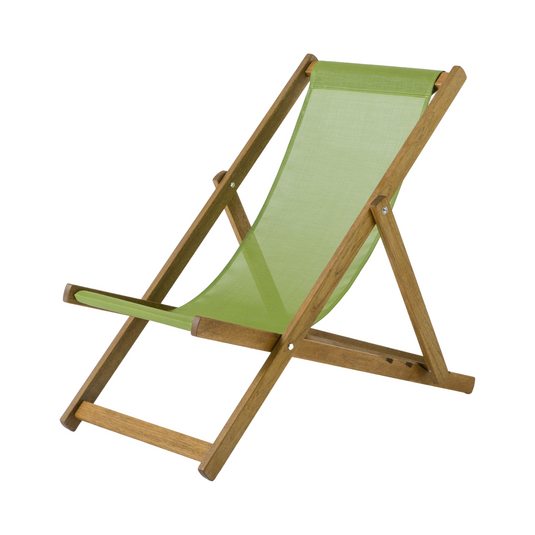 Lime Deck Chair in Plain Textilene - Hard Wood Frame - Standard Deckchair