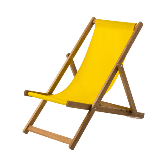 Yellow Deck Chair in Plain Textilene - Hard Wood Frame - Standard Deckchair