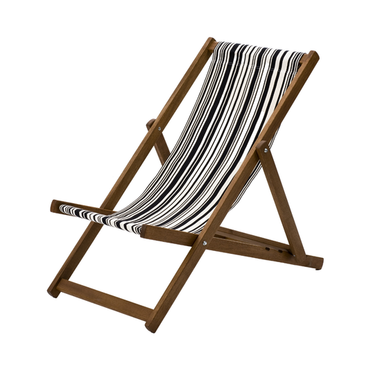Multi-Coloured Deck Chair in Multi Stripe Woven Cotton - Hard Wood Frame - Standard Deckchair