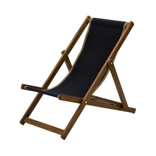 Multi-Coloured Deck Chair in Multi Stripe Woven Cotton - Hard Wood Frame - Standard Deckchair