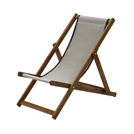 Multi-Coloured Deck Chair in Multi Stripe Woven Cotton - Hard Wood Frame - Standard Deckchair