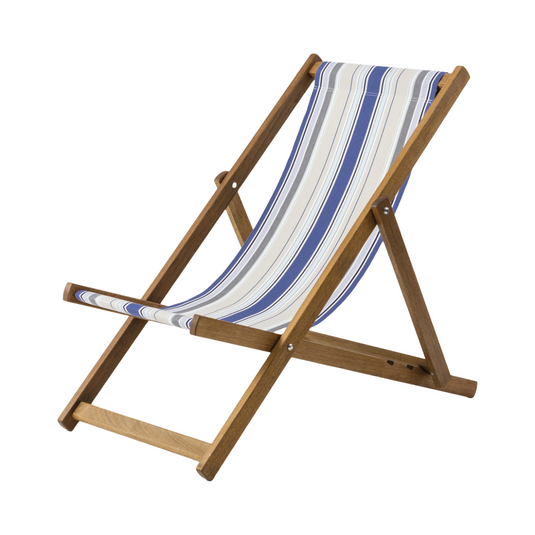 Multi-Coloured Deck Chair in Multi Stripe Woven Cotton - Hard Wood Frame - Standard Deckchair
