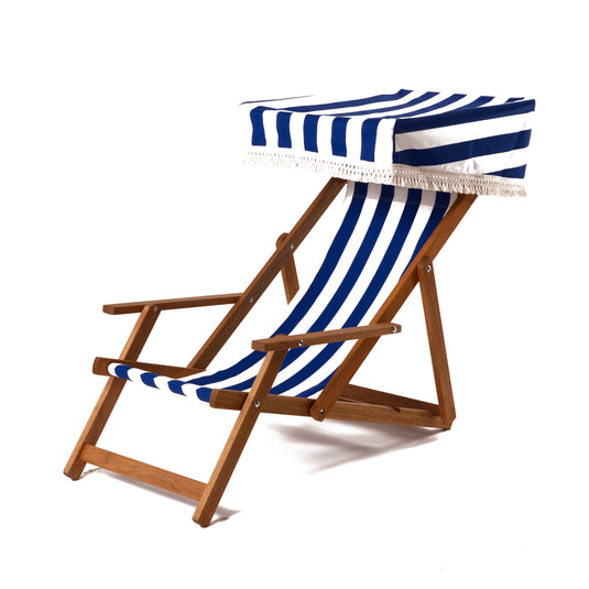 Edwardian Deckchair - Block Stripe, Blue/White, Cotton