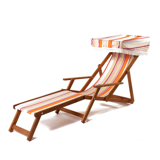 Edwardian Deckchair with Stool - Multi Stripe, AC91, Acrylic