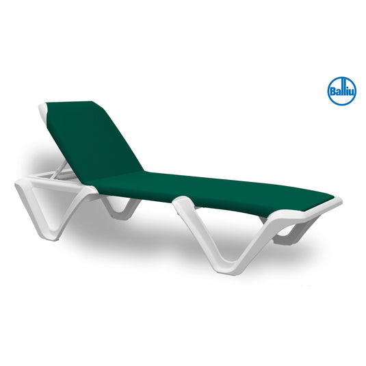 Eva Pro Sun Lounger - White Frame - Plain, Dark Green, 100% Polypropylene Resin