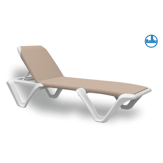 Eva Pro Sun Lounger - White Frame - Plain, Sand, 100% Polypropylene Resin