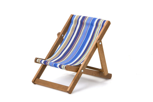 Multi-Coloured Deck Chair in Multi Stripe Acrylic - Hard Wood Frame - Child's Deckchair