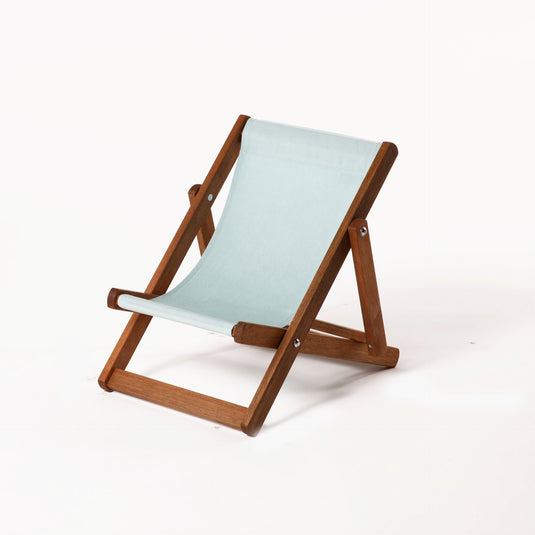 Green Deck Chair in Plain Acrylic - Hard Wood Frame - Child's Deckchair