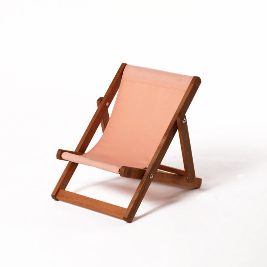 Peach Deck Chair in Plain Cotton - Hard Wood Frame - Child's Deckchair