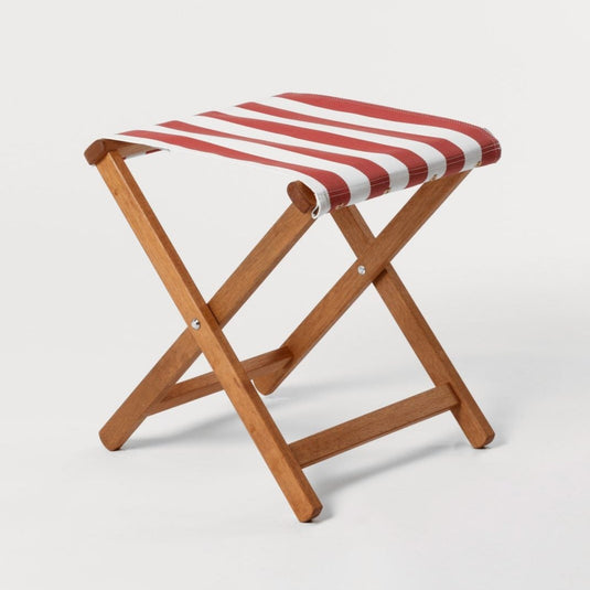 Sturdy Stool - Block Stripe, Red/White, Textilene
