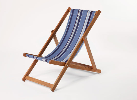 Multi-Coloured Deck Chair in Multi Stripe Woven Cotton - Hard Wood Frame - Standard Deckchair
