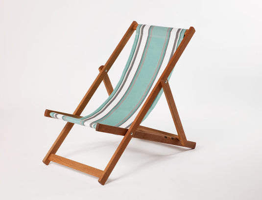 Multi-Coloured Deck Chair in Multi Stripe Woven Cotton - Hard Wood Frame - Standard Deckchair