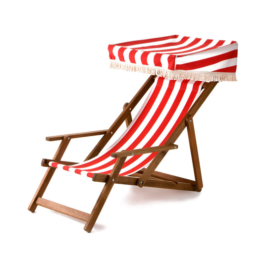Edwardian Deckchair - Block Stripe, Red/White, Acrylic
