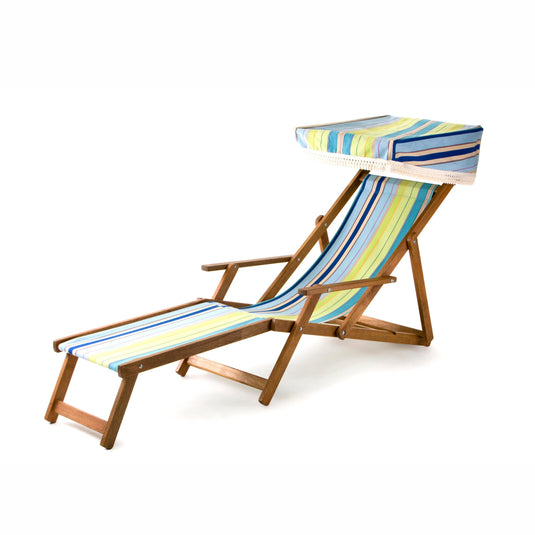 Edwardian Deckchair with Stool - Multi Stripe, AC30, Acrylic