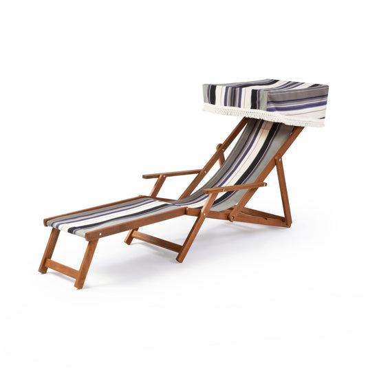 Edwardian Deckchair with Stool - Multi Stripe, AC36, Acrylic