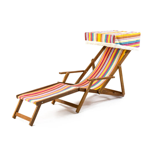 Edwardian Deckchair with Stool - Multi Stripe, AC67, Acrylic