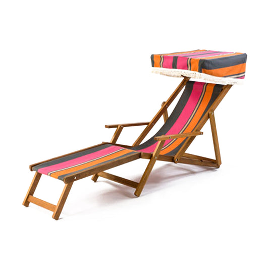 Edwardian Deckchair with Stool - Multi Stripe, AC75, Acrylic