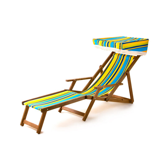 Edwardian Deckchair with Stool - Multi Stripe, PC01, Cotton