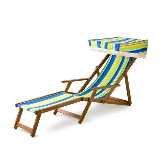 Edwardian Deckchair with Stool - Multi Stripe, PC11, Cotton