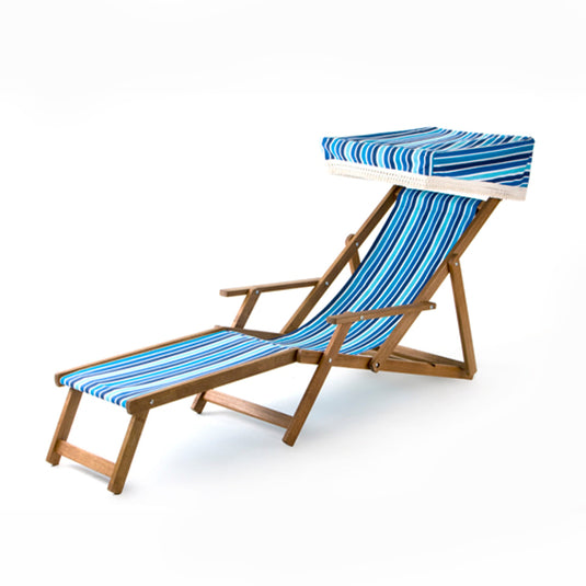 Edwardian Deckchair with Stool - Multi Stripe, PC12, Cotton
