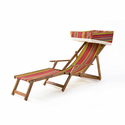 Edwardian Deckchair with Stool - Multi Stripe, PC22, Cotton