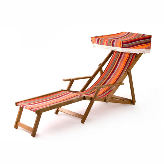 Edwardian Deckchair with Stool - Multi Stripe, WC13, Woven Cotton