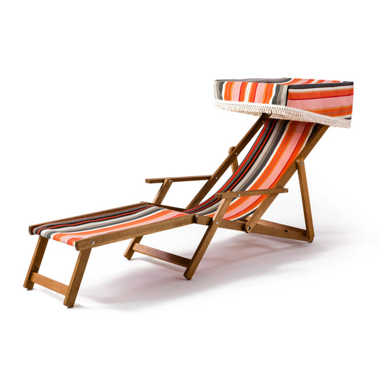 Edwardian Deckchair with Stool - Multi Stripe, WC60, Woven Cotton